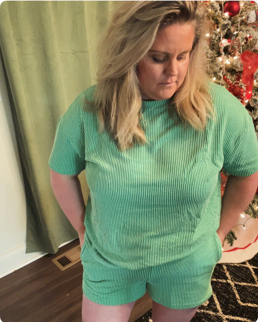 Ribbed shorts matching set